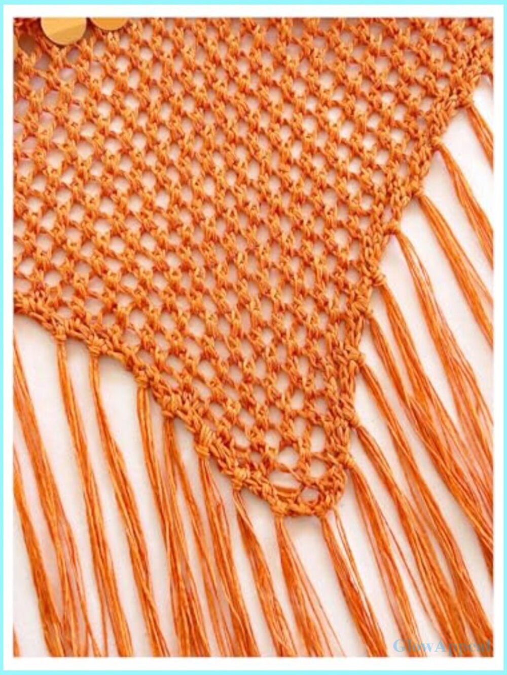 Sequin Hollow Out Crochet Crop Halter Top Boho Tie Backless Asymmetrical Fringe - Picture 5 of 5